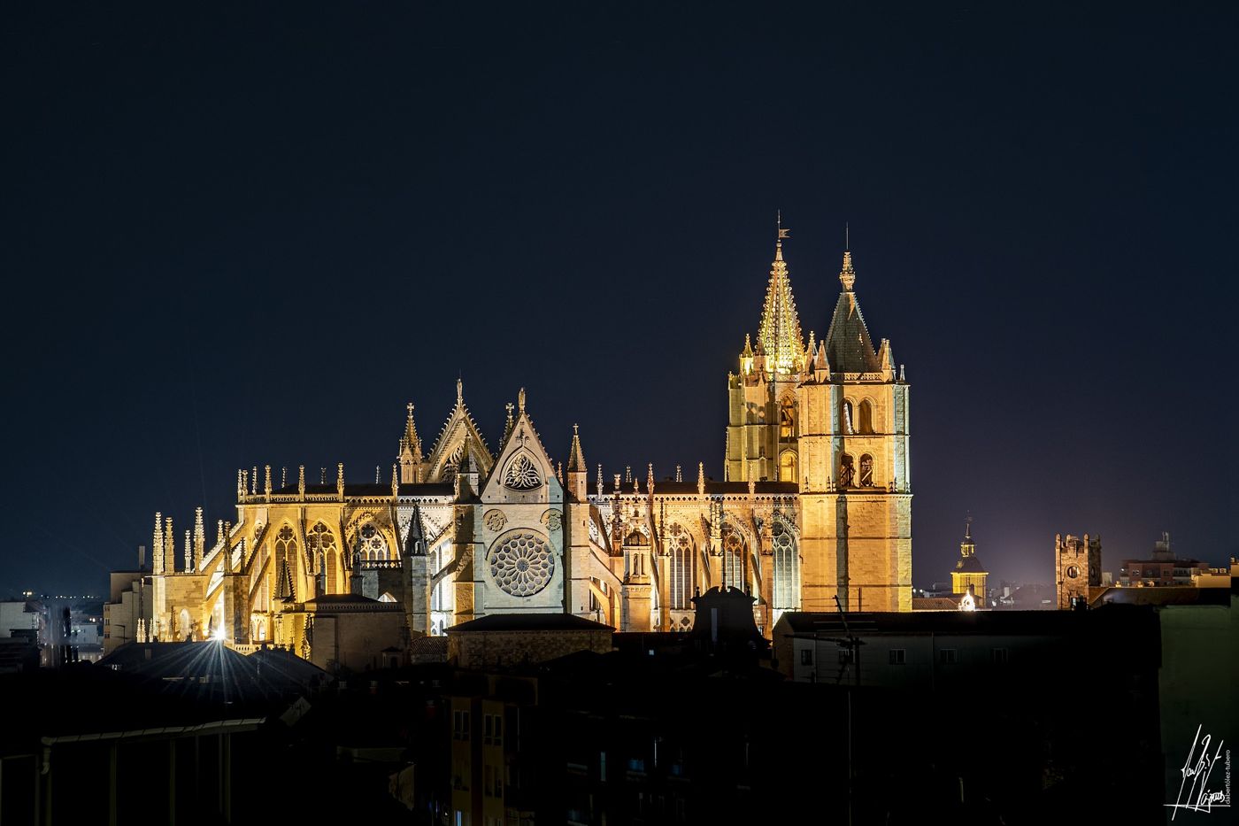 Catedral de León de noche